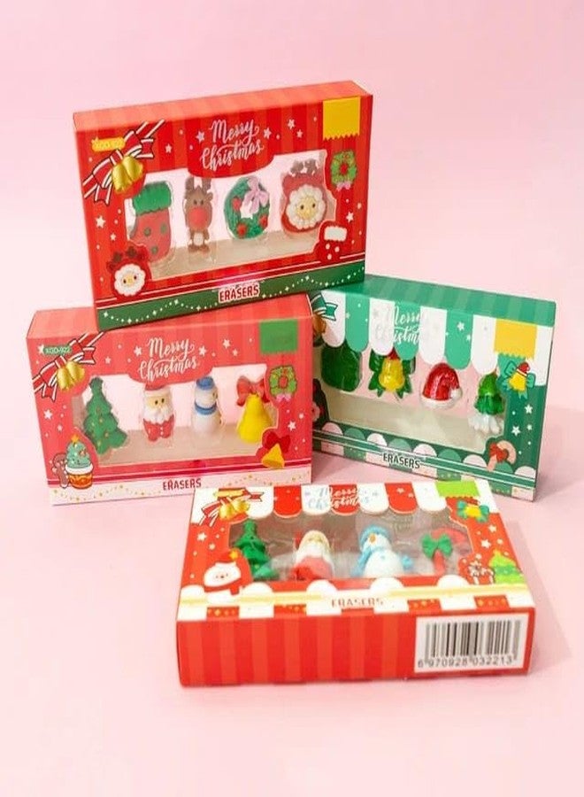 AMYCAUR Christmas Stylish 3D Santa Big Box Eraser Non-Toxic Smudge-Free Rubbers Cute Santa Erasers Christmas Gift for Kids Birthday Return Gift For Kids Santa Gift Set Stationery Gift for Kids (4 Pcs) - Image 1